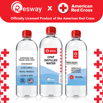 American Red Cross Distilled Water | Travel Bottles for Resmed, Respironics Machines, Personal Humidifier | Medical Supplies for Vacation | Travel-Friendly, Clean |