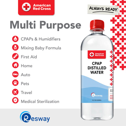 American Red Cross Distilled Water | Travel Bottles for Resmed, Respironics Machines, Personal Humidifier | Medical Supplies for Vacation | Travel-Friendly, Clean |