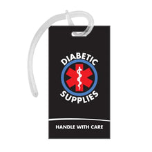 Load image into Gallery viewer, Diabetic Supplies ID Identification Luggage Tag | Black | Medical Alert | Insulin Medical Equipment | Handle with Care | Bag Tag | Luggage Gift