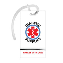 Load image into Gallery viewer, Diabetic Supplies ID Identification Luggage Tag | Black | Medical Alert | Insulin Medical Equipment | Handle with Care | Bag Tag | Luggage Gift