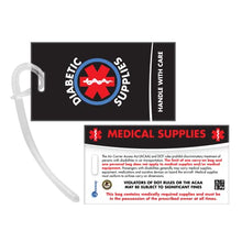 Load image into Gallery viewer, Diabetic Supplies ID Identification Luggage Tag | Black | Medical Alert | Insulin Medical Equipment | Handle with Care | Bag Tag | Luggage Gift