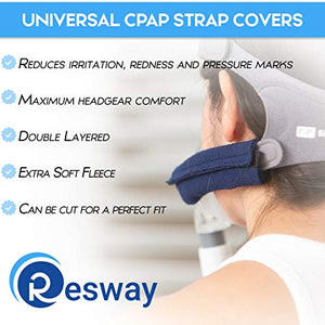 Resway Universal Respiratory Strap Covers - Extra Soft Double Layered Fleece Cushions for Comfort - Reduces Irritation, Redness, Pressure Marks -Fits Most Headgear Brands, Adjustable, Machine Washable